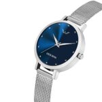 LOUIS DEVIN LD-L144-BLU-CH Mesh Blue Dial Silver Band Stainless Steel Chain Analog Wrist Watch for Women  : Fashion - Image 4