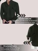 Leriya Fashion Men's Formal Button Down Shirt – Slim Fit Office Wear Shirt's for Men | Textured Long Sleeve Cotton Blend | Business & Meeting Ready (Available in Plus Size and Combo Pack of 2) Green  : Clothing & Accessories - Image 4