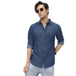 Urbano Fashion Men's Dark Blue Full Sleeve Regular Fit Casual Denim Shirt (shirtden2pc-dblue-m)  : Clothing & Accessories