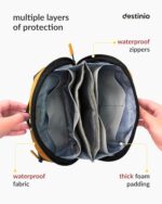 Destinio Electronic Gadget Organizer Bag - Waterproof Padded Tech Pouch for USB Cable, Travel Adapter, Laptop Mobile Charger, Power Bank, Ear Phones,Hard Disk, Digital Accessories Organiser (Yellow)  : Computers & Accessories - Image 2