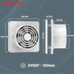 Polycab Freshly Prime 150mm Energy Efficient Exhaust fan for Kitchen, Bathroom | Noiseless ventilation, Sleek Design Easy to Clean | High Speed, Powerful Motor, 100% Copper, 3 Yrs Warranty【White】  : Home & Kitchen - Image 6