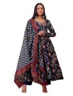 Buy KLOSIA Women Printed Anarkali Kurta and Pant with Dupatta (in, Alpha, S, Blue)