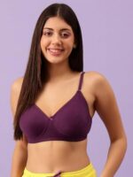 Buy Clovia Women's Cotton Rich Non-Padded Wirefree T-Shirt Bra - Purple (BR0184P12_Purple_36B) - Image 2