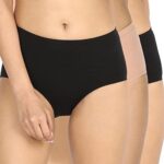 NYKD Cotton Anti-Microbial Panties for Women, Seamless, High Rise, Full Brief, Stretch Full Rear Coverage with Inner Elastic Panty (Combo Pack of 3) Full Brief, NYP104, Black,Nude,Black, L, 1N  : Fashion