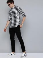 The Indian Garage Co Men's Checkered Slim Shirt (0121-SH72-04_White Medium)  : Clothing & Accessories - Image 6