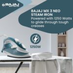 Buy Bajaj MX 3 Neo Steam Iron | 1250 Watts Power For Faster Ironing | Vertical & Horizontal Ironing | Spray Function | Anti-Bacterial & Non-Stick Soleplate Coating | 2-Yr Warranty By Bajaj 【Blue】 Online at Low Prices in India -  - Image 2