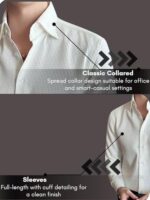 GRECIILOOKS Men's Formal Button Down Shirt – Slim Fit Office Wear Shirt's for Men | Textured Long Sleeve Cotton Blend | Business & Meeting Ready White  : Clothing & Accessories - Image 5