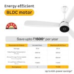 Buy atomberg Renesa Enzel 1200mm BLDC Ceiling Fan with Remote Control | BEE 5 star Rated Energy Efficient Ceiling Fan | High Air Delivery with LED Indicators| 3 Year Warranty (Gloss White) Online at Low Prices in India -  - Image 5