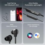 boAt Rockerz 150 Pro Bluetooth Neckband in Ear Earphones w/ 150hrs Playback, Dual EQ Modes, Crystal Bionic Sound by HiFi DSP 5, AI-ENx Technology, Dual Pairing,Beast Mode,ASAP Charge(Black)  : Electronics - Image 8