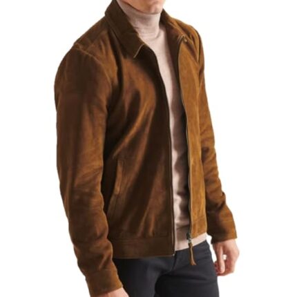 Buy LEATHER JACKET FOR MEN SUEDE (IN, Alpha, M, TAN)