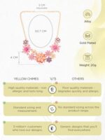 Yellow Chimes Necklace For Women Gold Toned Pink color Floral Designed Crystal Necklace For Women and Girls  : Fashion - Image 4