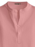 WEBRIC Shirt for Men | Casual | Plain | Cap Sleeve | Summer - Regular Fit | Old Money | Peach Shirts  : Clothing & Accessories - Image 3