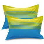 Huesland by Ahmedabad Cotton 144 TC Cotton King Size Bedsheet with 2 Pillow Covers - Blue, Green & Grey(9ft x 9ft)  : Home & Kitchen - Image 4