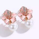 Shining Diva Fashion Latest Stylish Western Crystal Pearl Gold Plated Stud Earrings for Women (rrsd11821er), Peach  : Fashion - Image 6