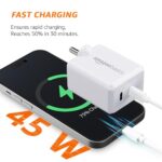  Basics 45W Dual Type C PD Adapter | Ultra Fast GaN Technology | Laptop Charger | 9 Layers Circuit Protection | BIS Certified (White)  : Computers & Accessories - Image 2