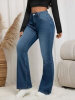Buy Ben Martin Women’s Dark Blue High Waist Jeans | Flared Bell Bottom Bootcut Pants | Wide Leg Stretch Denim – Perfect for Travel, Party & Everyday Use – Sizes 32 (2) - Image 5