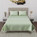 Värde 210 TC Double Bedsheet with Pillow Cover 2 | 100% Cotton Bedsheet for Summer | Handloom Cotton Bedsheets for Double Bed | All Season Comfort | Size (90X100 Inches, 7.5 x 8.3 Feet, Parrot Green)  : Home & Kitchen - Image 3