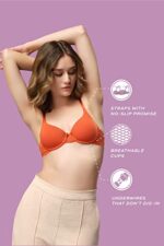 Buy Van Heusen Women T-Shirt Bra - Polyamide Elastane - Plush Back No Slip Strap, Flexi Wire, Padded, Full Coverage, High Stretch_22003_Skin_36D - Image 9