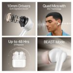 boAt Airdopes 141 Gen 2 (2025), 4 Mics ENx Tech, 48 Hrs Playback, Free Music Streaming, Fast Charge, Low Latency, IPX4, v5.4 Bluetooth Earbuds, TWS Ear Buds Wireless Earphones with mic (Active White)  : Electronics - Image 2