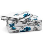 Huesland by Ahmedabad Cotton 144 TC Cotton Bedsheet for Double Bed with 2 Pillow Covers - White, Blue  : Home & Kitchen - Image 4