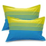 Huesland by Ahmedabad Cotton 144 TC Cotton King Size Bedsheet with 2 Pillow Covers - Blue, Green & Grey(9ft x 9ft)  : Home & Kitchen - Image 5