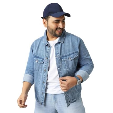 Buy Urbano Plus Men's Light Blue Regular Fit Washed Full Sleeve Denim Jacket (plusjaktp-denimball-lblue-5xl)