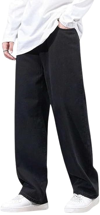 Buy JAAR FASHION Loose Fit Jeans for Men – Oversized Mid Rise Baggy Denim Pants (in, Numeric, 32, Regular, Standard, Black)