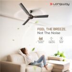 Buy LONGWAY Kiger P1 1200 mm/48 inch Ultra High Speed 3 Blade Anti-Dust Decorative Star Rated Ceiling Fan (Smoked Brown, Pack of 1) Online at Low Prices in India -  - Image 6