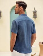 Lymio Regular Fit Shirt for Men| Men Stylish Regular Fit Shirt (Resort-Slub) (in, Alpha, XL, Blue)  : Clothing & Accessories - Image 2