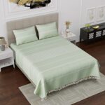Värde 210 TC Double Bedsheet with Pillow Cover 2 | 100% Cotton Bedsheet for Summer | Handloom Cotton Bedsheets for Double Bed | All Season Comfort | Size (90X100 Inches, 7.5 x 8.3 Feet, Parrot Green)  : Home & Kitchen