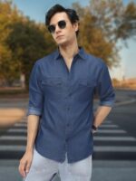 Urbano Fashion Men's Dark Blue Full Sleeve Regular Fit Casual Denim Shirt (shirtden2pc-dblue-m)  : Clothing & Accessories - Image 2