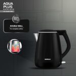 Havells Aqua Plus Electric Kettle 1.2 Litre, 1250 Watt | 304 Stainless Steel Inner Body | Cool Touch Body | Auto Shut-Off |Wider Mouth| 2 Year Warranty (Black)  : Home & Kitchen - Image 3