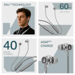 boAt Rockerz 113 (2025 Launch), 40 Hrs Playback, Dual Pair, Fast Charge, Enx Tech, Low Latency, Magnetic Buds, Bluetooth Neckband, Wireless with Mic in Ear Earphones(Ash Grey)  : Electronics - Image 2