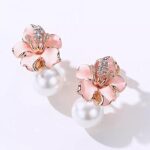 Shining Diva Fashion Latest Stylish Western Crystal Pearl Gold Plated Stud Earrings for Women (rrsd11821er), Peach  : Fashion - Image 7