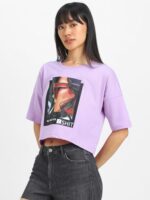 Buy JUNEBERRY Stylish Crop Top for Women, Half Sleeves Crop Top, Cotton Crop t Shirts for Women & Girls, Women Crop Top T Shirt, Tops for Women - Image 5