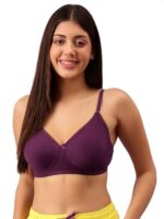 Buy Clovia Women's Cotton Rich Non-Padded Wirefree T-Shirt Bra - Purple (BR0184P12_Purple_36B)
