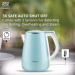 Havells Aqua Plus Electric Kettle 1.2 Litre, 1250 Watt | 304 Stainless Steel Inner Body | Cool Touch Body | Auto Shut-Off |Wider Mouth| 2 Year Warranty (Blue)  : Home & Kitchen - Image 4