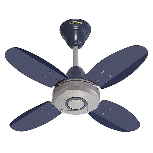 41io0z0IkHL.jpg Buy ACTIVA ORNET 600mm Ceiling Fan, 850 RPM High Speed Air Delivery with 4 Blades, Anti-Dust Coating, 2 Years Warranty - Silver Blue Online at Low Prices in India - - Image 1