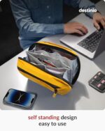 Destinio Electronic Gadget Organizer Bag - Waterproof Padded Tech Pouch for USB Cable, Travel Adapter, Laptop Mobile Charger, Power Bank, Ear Phones,Hard Disk, Digital Accessories Organiser (Yellow)  : Computers & Accessories - Image 3