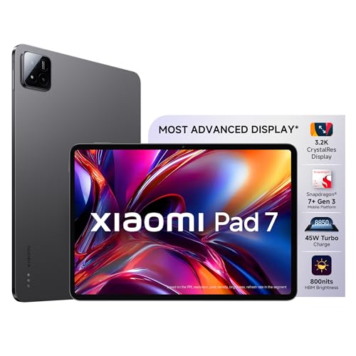 41jnbl0tCmL.jpg Xiaomi Pad 7 |Qualcomm Snapdragon 7+ Gen 3 |28.35cm(11.16") Display |12GB, 256GB |3.2K CrystalRes Display |HyperOS 2 |68 Billion+ Colours |Dolby Vision Atmos |Quad Speakers |Wi-Fi 6e |Graphite Grey : Electronics - Image 1