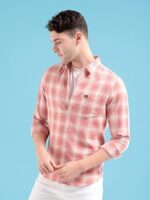 The Indian Garage Co Men's Cotton Slim Fit Shirt (0422-Sh191-03_Coral XL)  : Clothing & Accessories - Image 3