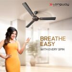 Buy LONGWAY Kiger P1 1200 mm/48 inch Ultra High Speed 3 Blade Anti-Dust Decorative Star Rated Ceiling Fan (Smoked Brown, Pack of 1) Online at Low Prices in India -  - Image 2