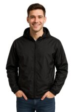 Krystle Windproof & Water-Resistant Men’s Hooded Rain Jacket – Black(Large)  : Clothing & Accessories
