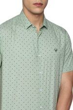Allen Solly Men's Cotton Printed Fitted Shirt (ASSHQSPP035341_Green 40)  : Clothing & Accessories - Image 4