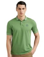 Buy Peter England Men's Regular Fit Branded Insignia Half Sleeve Polo T-Shirt | Cotton Rich | Premium Pique Weave Forest Green