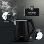 Havells Aqua Plus Electric Kettle 1.2 Litre, 1250 Watt | 304 Stainless Steel Inner Body | Cool Touch Body | Auto Shut-Off |Wider Mouth| 2 Year Warranty (Black)  : Home & Kitchen - Image 7
