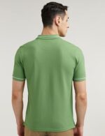 Buy Peter England Men's Regular Fit Branded Insignia Half Sleeve Polo T-Shirt | Cotton Rich | Premium Pique Weave Forest Green - Image 2