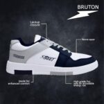 Buy BRUTON Premium Casual Sneaker Shoes with Synthetic Upper Lightweight Comfortable Mid Top Sneaker Shoes for Men's & Boy's -8 UK White/Black - Image 3