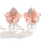 Shining Diva Fashion Latest Stylish Western Crystal Pearl Gold Plated Stud Earrings for Women (rrsd11821er), Peach  : Fashion - Image 5