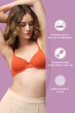 Buy Van Heusen Women T-Shirt Bra - Polyamide Elastane - Plush Back No Slip Strap, Flexi Wire, Padded, Full Coverage, High Stretch_22003_Skin_36D - Image 10